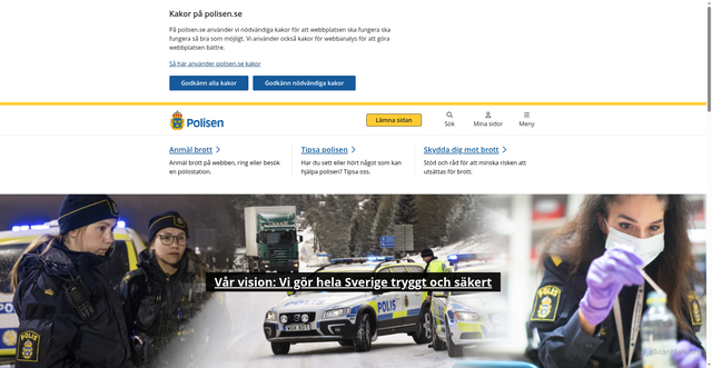 Security scan screenshot of https://polisen.se
