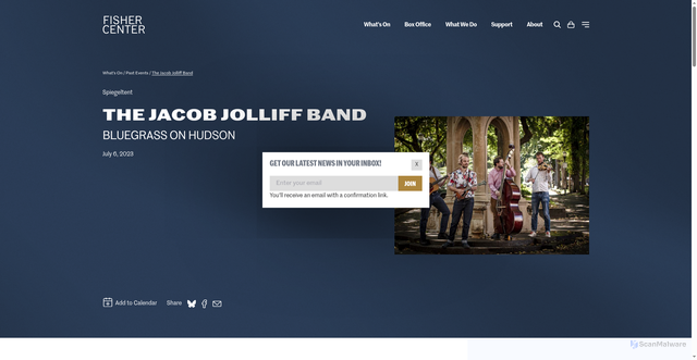 Security scan screenshot of https://fishercenter.bard.edu/events/the-jacob-jolliff-band/