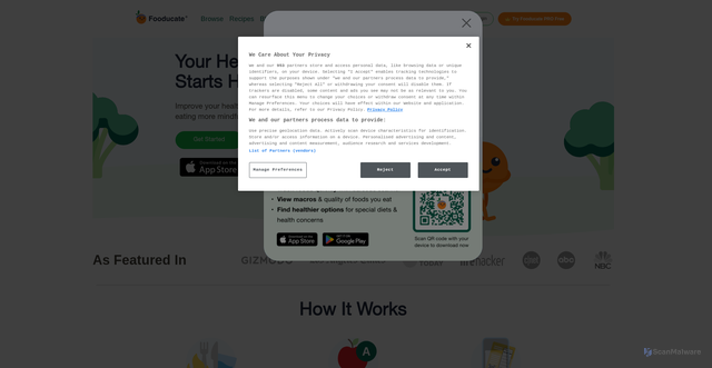 Security scan screenshot of https://fooducate.com