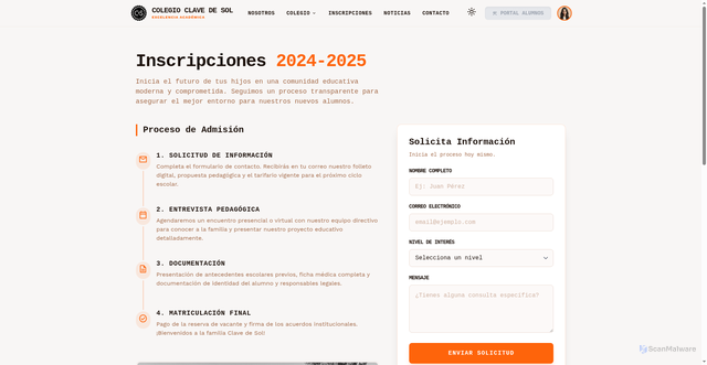 Security scan screenshot of https://clave-de-sol.pages.dev/inscripciones/