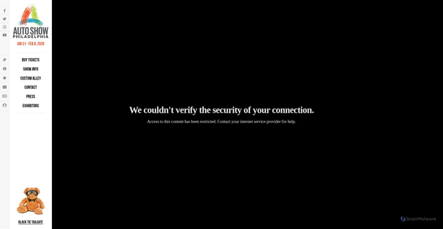 Security scan screenshot of https://phillyautoshow.com/