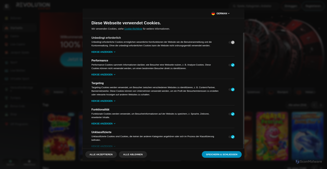 Security scan screenshot of https://revolutioncasino452389.com/