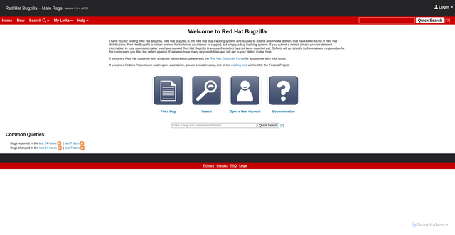 Security scan screenshot of https://bugzilla.redhat.com