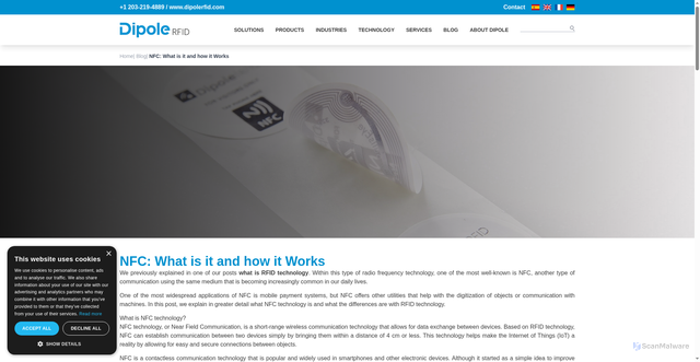 Security scan screenshot of https://www.dipolerfid.com/rfid-blog/whats-is-nfc
