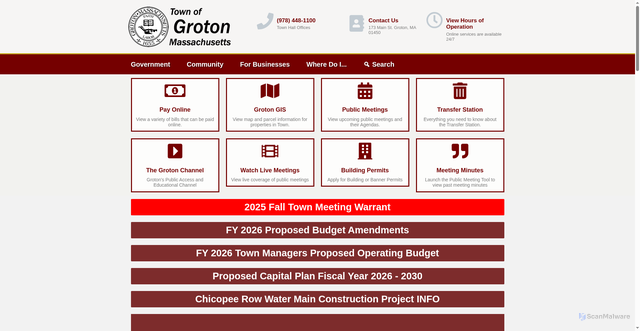 Security scan screenshot of https://www.grotonma.gov/