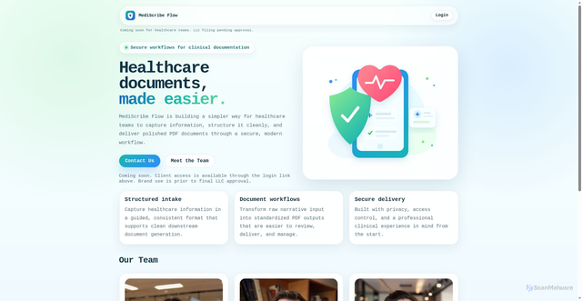 Security scan screenshot of https://mediscribeflow.com/