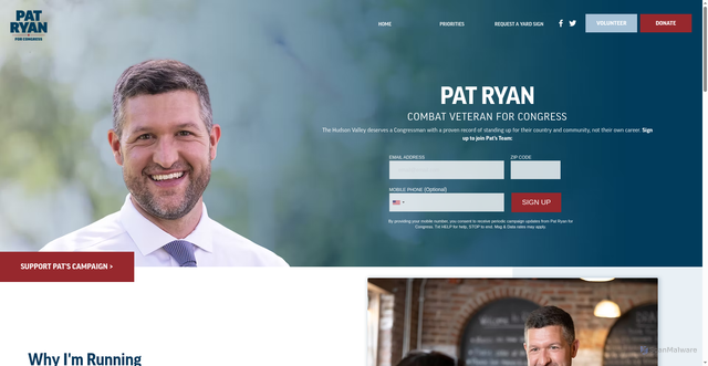 Security scan screenshot of https://www.patryanforcongress.com/