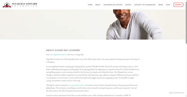 Security scan screenshot of http://www.sugarrayleonardfdn.org/sugar-ray-leonard