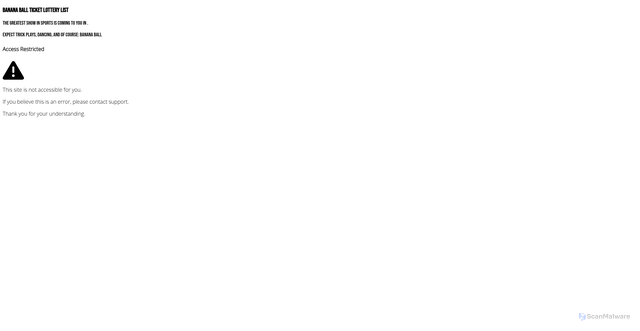 Security scan screenshot of https://www.bananaballticketlottery.fansfirsttickets.com/