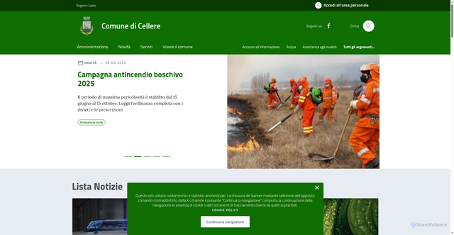 Security scan screenshot of https://comune.cellere.vt.it/