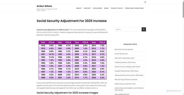 Security scan screenshot of https://faricafthrosella.pages.dev/vdbsgdm-2025-social-security-adjustment-for-2025-increase-photos-eizfcvl/