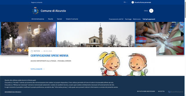 Security scan screenshot of https://www.comune.aicurzio.mb.it/
