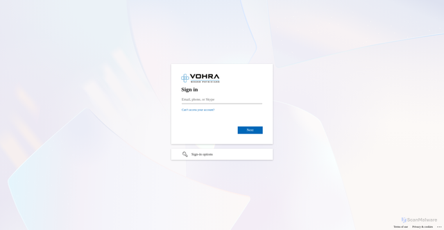 Security scan screenshot of https://vohraphysicians-my.sharepoint.com