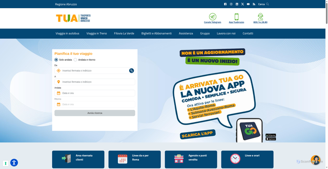 Security scan screenshot of https://www.tuabruzzo.it/