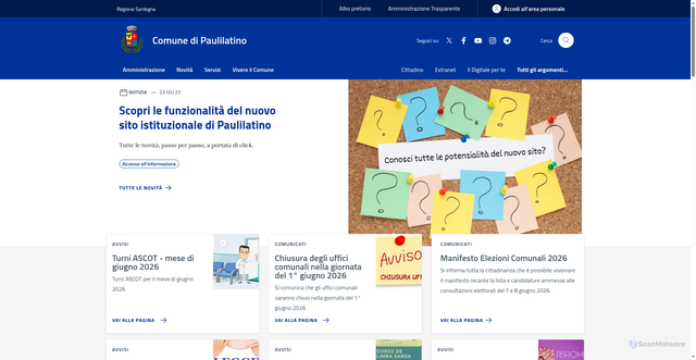 Security scan screenshot of https://www.comune.paulilatino.or.it