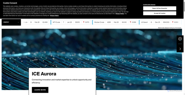 Security scan screenshot of https://www.ice.com/index
