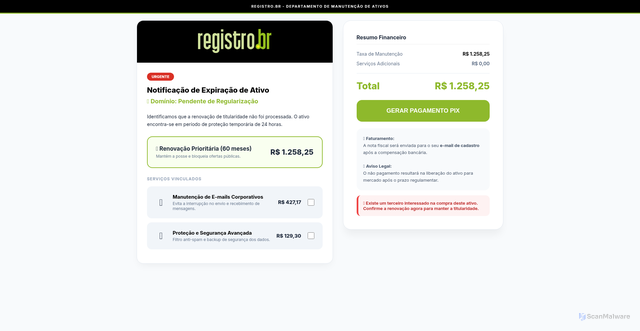 Security scan screenshot of https://registro-brasil-faturamento-1087013446189.europe-west1.run.app/