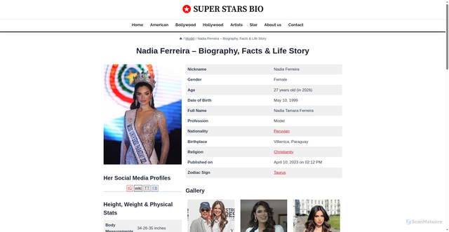 Security scan screenshot of https://superstarsbio.com/bios/nadia-ferreira/