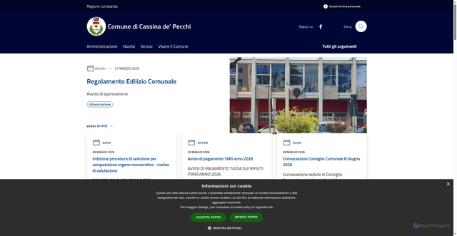 Security scan screenshot of https://www.comune.cassinadepecchi.mi.it