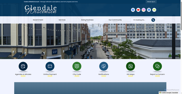 Security scan screenshot of https://glendale-wi.gov/