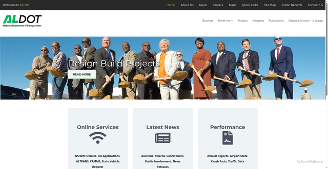 Security scan screenshot of https://www.aldot.gov/
