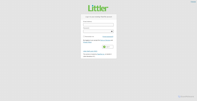 Security scan screenshot of https://littler.titanfile.com