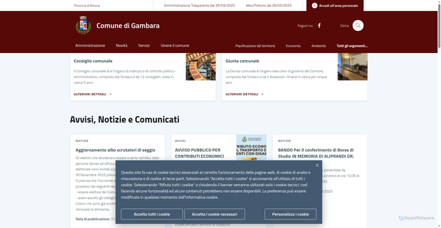 Security scan screenshot of https://www.comune.gambara.bs.it/