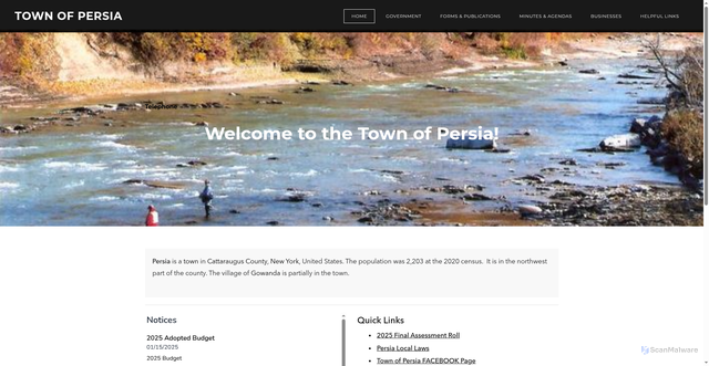 Security scan screenshot of https://www.townofpersiany.gov/