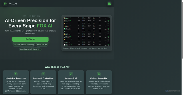 Security scan screenshot of https://foxaisnipe.com/