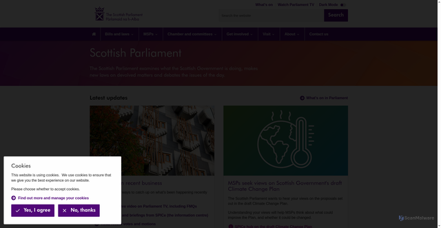 Security scan screenshot of https://www.parliament.scot/