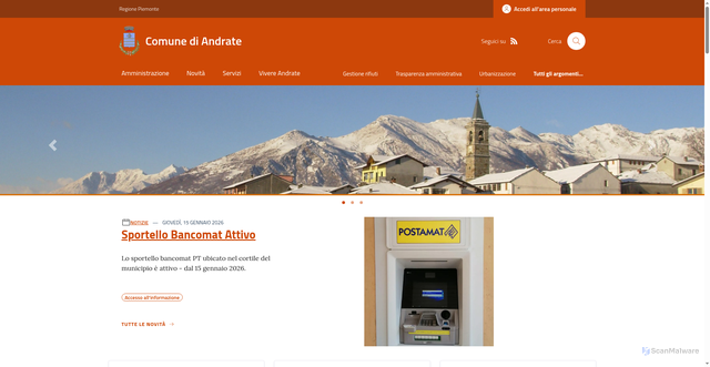 Security scan screenshot of https://www.comune.andrate.to.it/