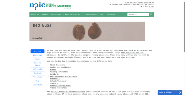 Security scan screenshot of https://npic.orst.edu/pest/bedbug/index.html