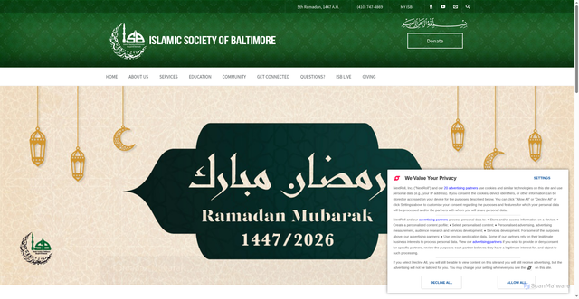 Security scan screenshot of https://isb.org/