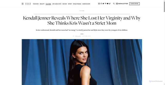 Security scan screenshot of https://www.ellecanada.com/culture/celebrity/kendall-jenner-virginity-comments-the-kardashians-show