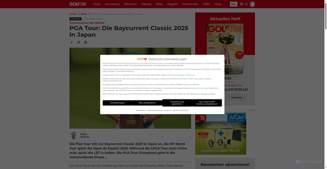 Security scan screenshot of https://www.golftime.de/golf-nachrichten/pga-tour-die-baycurrent-classic-2025-in-japan/