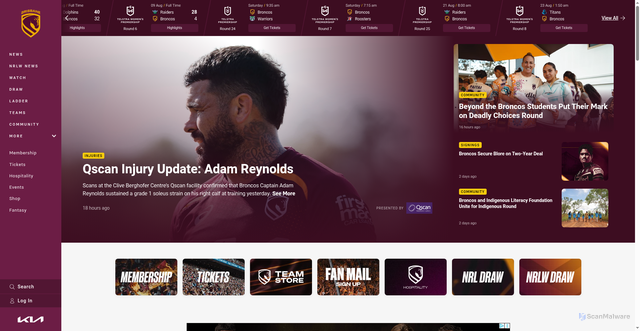 Security scan screenshot of https://www.broncos.com.au/