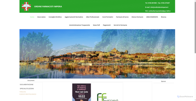 Security scan screenshot of https://www.ordinefarmimperia.it/
