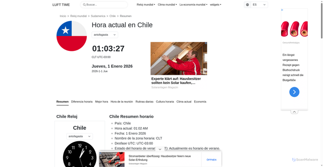 Security scan screenshot of https://time.luft.co.jp/es/time/samerica/chile/