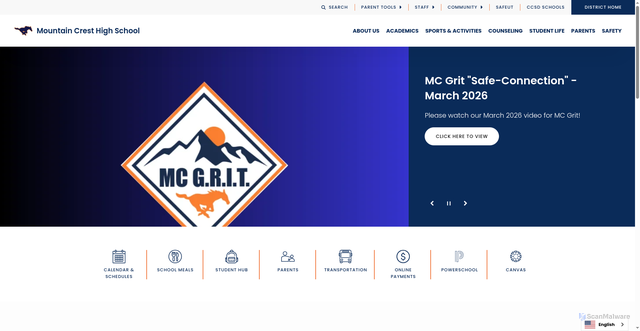 Security scan screenshot of https://mountaincrest.ccsdut.org/