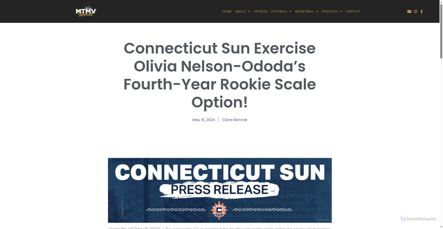 Security scan screenshot of https://mtmvsports.com/connecticut-sun-exercise-olivia-nelson-ododas-fourth-year-rookie-scale-option/