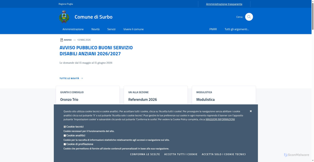 Security scan screenshot of https://www.comune.surbo.le.it