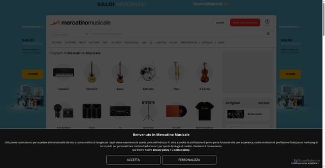 Security scan screenshot of https://mercatinomusicale.com
