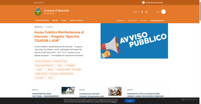 Security scan screenshot of https://comune.apecchio.ps.it/