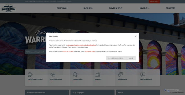 Security scan screenshot of https://warrentonva.gov/