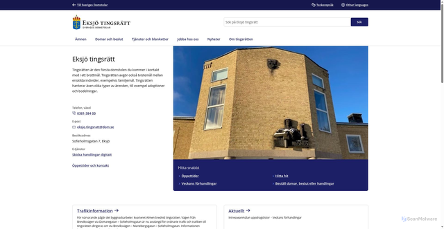 Security scan screenshot of https://www.eksjotingsratt.domstol.se