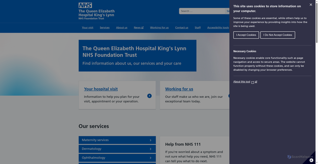 Security scan screenshot of https://www.qehkl.nhs.uk/