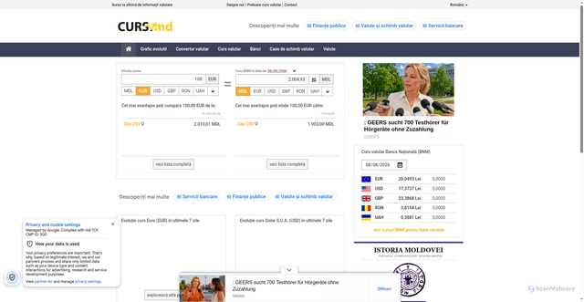 Security scan screenshot of https://www.curs.md