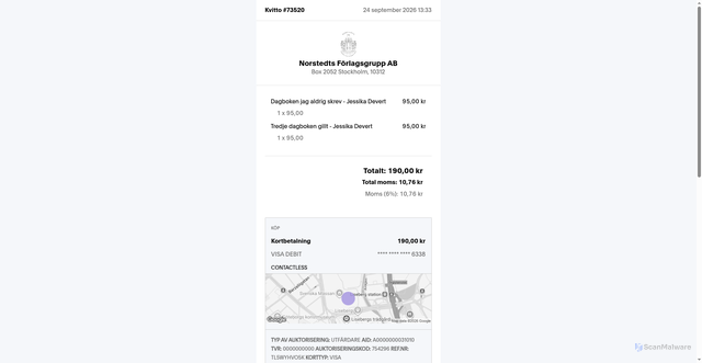 Security scan screenshot of https://purchase.izettle.com/purchase/receipt/c2758a0e-b80b-11f1-9134-ca9bcf9fc035/view