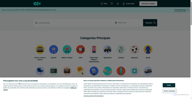 Security scan screenshot of https://www.olx.pt/