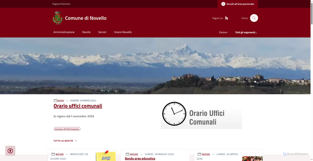 Security scan screenshot of https://www.comune.novello.cn.it